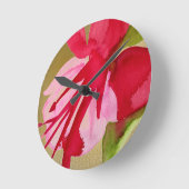 Horloge Ronde Fuchsia pop art watercolour flower (Angle)