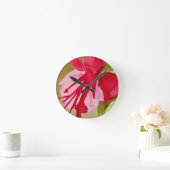 Horloge Ronde Fuchsia pop art watercolour flower (Maison)