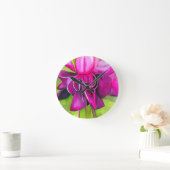 Horloge Ronde Fuchsia pop art watercolour flower (Maison)