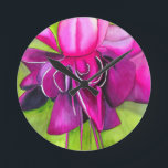 Horloge Ronde Fuchsia pop art watercolour flower<br><div class="desc">D'une aquarelle originale d'une fleur tropicale Fuchsia rose vif et violet en gros plan. Cette oeuvre florale est colorée et lumineuse et s'inspire de l'art pop et botanique. Sûr d'ajouter une pop de couleur à votre décor ou à vos accessoires.</div>
