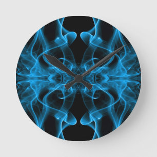 Horloge Ronde Fumée bleue symétrique minimaliste noir