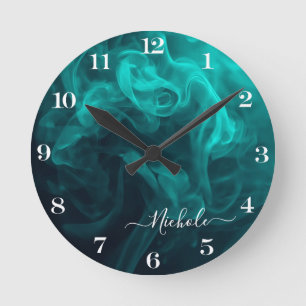 Horloge Ronde Fumée de Téal Personnalisée