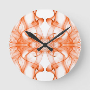 Horloge Ronde Fumée orange symétrique minimaliste blanc