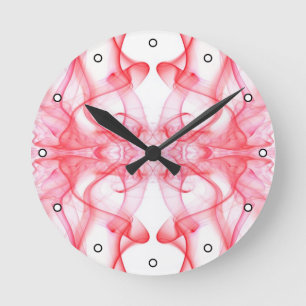 Horloge Ronde Fumée Rouge Abstrait Minimaliste Symétrique