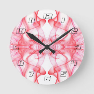 Horloge Ronde Fumée Rouge Abstrait Minimaliste Symétrique