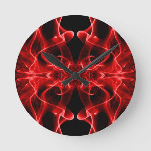 Horloge Ronde Fumée rouge minimaliste symétrique noir
