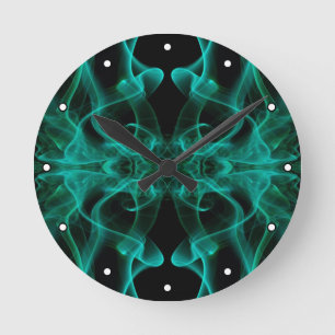Horloge Ronde Fumée verte minimaliste symétrique noir