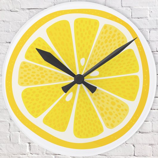 Horloge Ronde Fun Lemon Citrus Slice