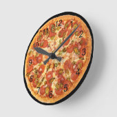 Horloge Ronde Fun Pizza Pepperoni Junk Food Cuisine (Angle)