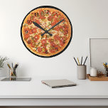 Horloge Ronde Fun Pizza Pepperoni Junk Food Cuisine<br><div class="desc">Cette conception a été créée par art numérique. Vous pouvez modifier les photos dans la section Personnaliser ce modèle. Vous pouvez customiser plus loin en utilisant l'option personnaliser. Si vous avez besoin d'aide pour le placement photo, s'il vous plaît envoyez-moi un courriel et je serai heureux de vous aider. Contactez-moi...</div>