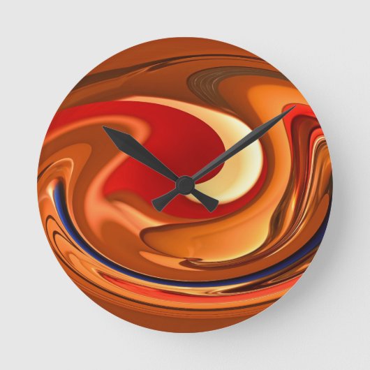 Horloge Ronde Funky Abstract Burnt Orange and Red Design (Recto)