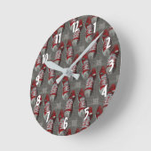 Horloge Ronde Funky Red Baskets Conception abstraite (Angle)