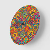 Horloge Ronde Funky Retro couleur Motif Mandala (Angle)