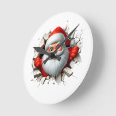Horloge Ronde Funny 3D Santa Claus Christmas Holiday Design (Angle)
