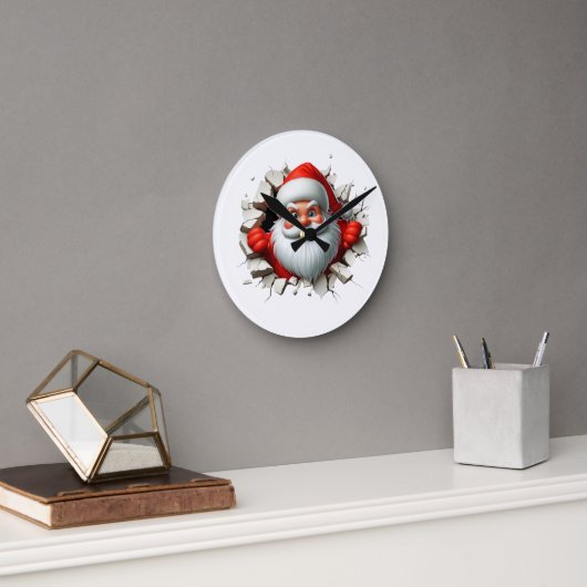 Horloge Ronde Funny 3D Santa Claus Christmas Holiday Design (Bureau)