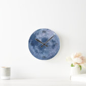 Horloge Ronde Funny blue full moon space night cover (Maison)