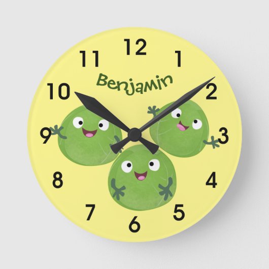 Horloge Ronde Funny Brussels sprouts légumes dessin animé Round  (Recto)