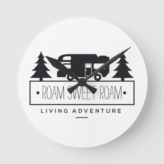 Horloge Ronde Funny Camper | Rétired RvEr Rving Roam (Recto)