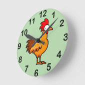 Horloge Ronde Funny Cartoon Chicken Illustration (Angle)