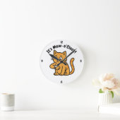 Horloge Ronde Funny Cat Wall Clock – "It’s Mew-o’Clock!" Design (Maison)