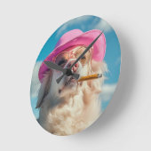 Horloge Ronde Funny Dog Wall Clock with Hat and Cigar (Angle)