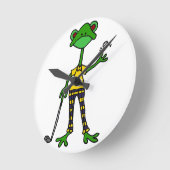 Horloge Ronde Funny Frog Golf Art (Angle)