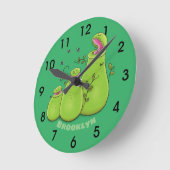 Horloge Ronde Funny green carnivorous pitcher plants (Angle)