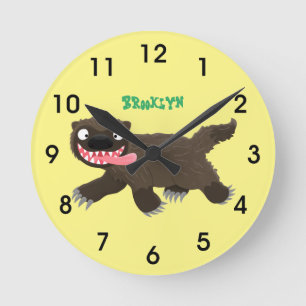 Horloge Ronde Funny hungry wolverine animal cartoon