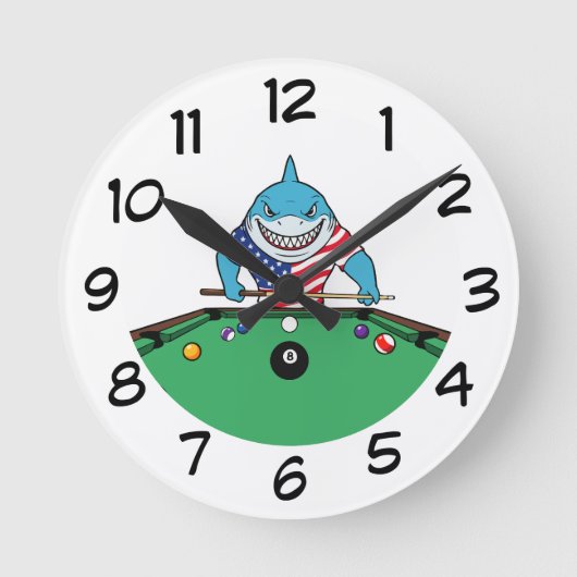 Horloge Ronde Funny Man Cave Pool Shark Wall Clocks (Recto)