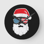 Horloge Ronde Funny Père Noël Visage Lunettes de soleil patrioti (Recto)