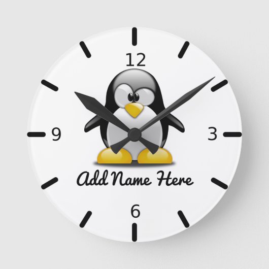 Horloge Ronde Funny Personalized Penguin (Recto)