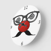 Horloge Ronde Funny Red Nose weird eyes glasses moustache (Angle)