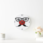Horloge Ronde Funny Red Nose weird eyes glasses moustache (Maison)