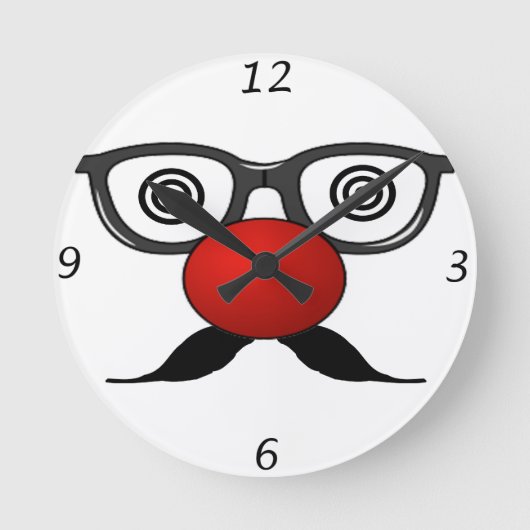 Horloge Ronde Funny Red Nose weird eyes glasses moustache (Recto)