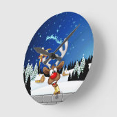 Horloge Ronde Funny Reindeer Peeking Christmas Meme  (Angle)