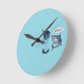 Horloge Ronde Funny shark diver lunch time :nice bubbles bro (Angle)