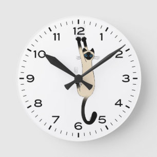 Horloge Ronde Funny siamese Cat Hanging
