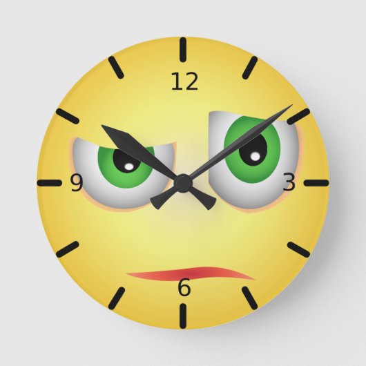 Horloge Ronde Funny Skeptic Face Emoji (Recto)
