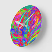 Horloge Ronde Furry Rainbow Colored Flower (Angle)