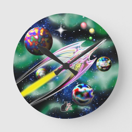 Horloge Ronde Fusée de verre (Recto)