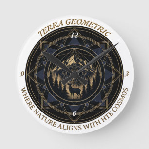 Horloge Ronde Fusion Géométrie Sacrée et Nature - Montagnes et F