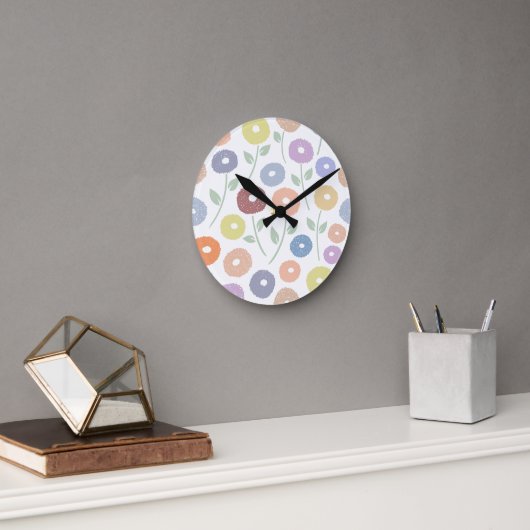 Horloge Ronde Fuzzy Flower Lg Pattern Pastels (Bureau)