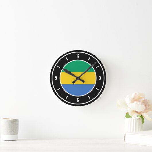 Horloge Ronde Gabon Drapeau élégant (Maison)