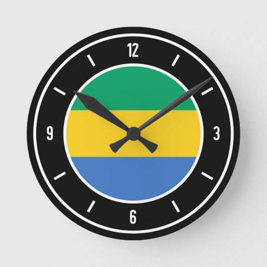 Horloge Ronde Gabon Drapeau élégant (Recto)