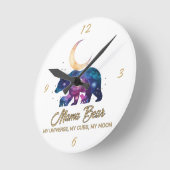 Horloge Ronde Galaxy Mama Bear & Cubs Moon Silhouette (Angle)