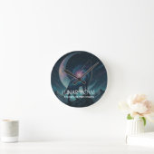 Horloge Ronde Galaxy Wolf Silhouette with Moon (NO NUMBERS) (Maison)