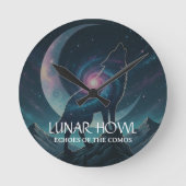 Horloge Ronde Galaxy Wolf Silhouette with Moon (NO NUMBERS) (Recto)