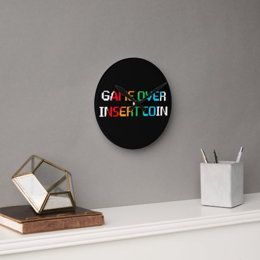Horloge Ronde Game Over Insert Coin (Bureau)