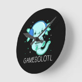 Horloge Ronde Gamesolotl Axolotl Gamer (Angle)