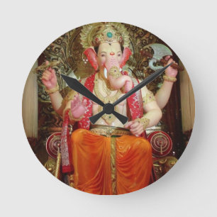 Horloge Ronde Ganesh Ganesha Hindu India Asian Elephant Deity
